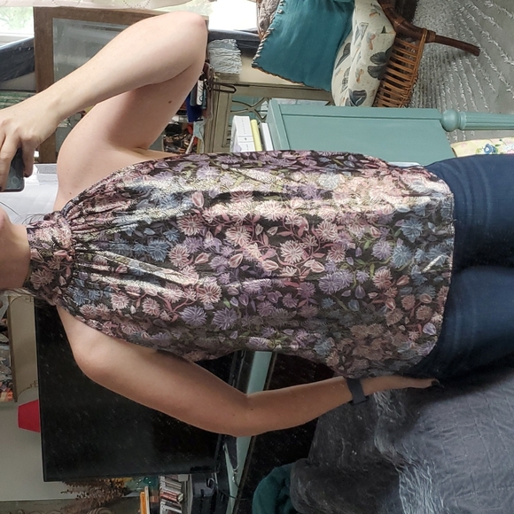 J. Crew Silk Blend Iridescent Floral High Neck Top - Picture 7 of 11